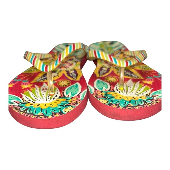 Vera Bradley Flip-Flops Bright Floral & Striped Thong Sandals Size 6 - Picture 4 of 6